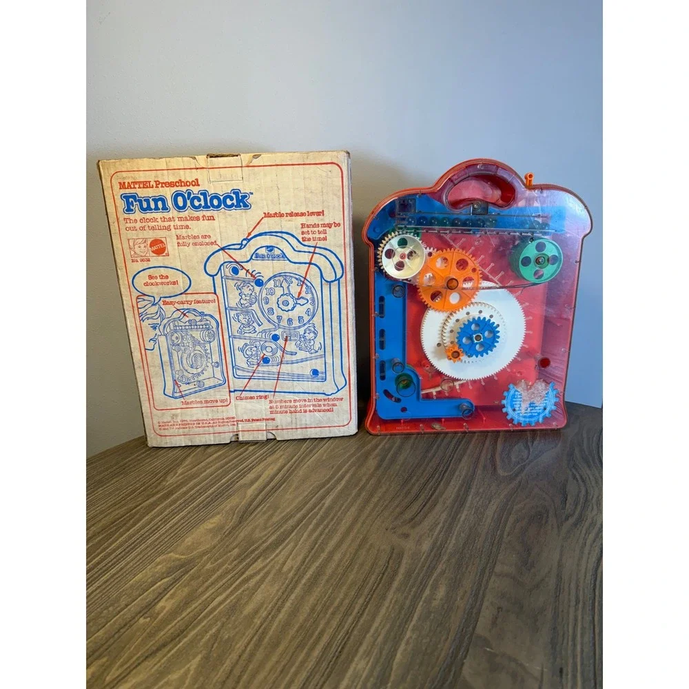 Vintage 1976 Mattel Fun O'clock Preschool Educational Marble Toy Red No. 9832